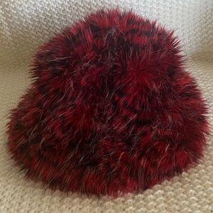 Red leopard furry hat